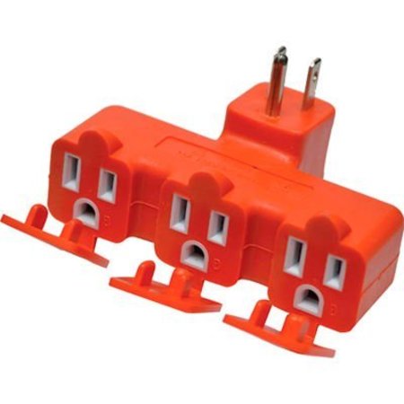 GOGREEN GoGreen Power 3 Outlet Tri-tap adapter with covers, - Orange GG-03431OR